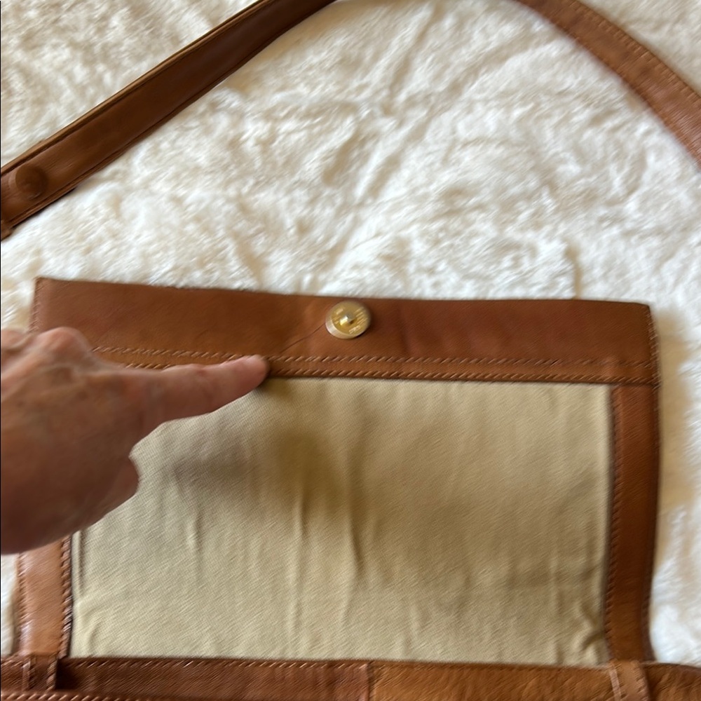 Vintage Anne Klein II Monogram Leather Messenger Flap Bag - Picture 5 of 15
